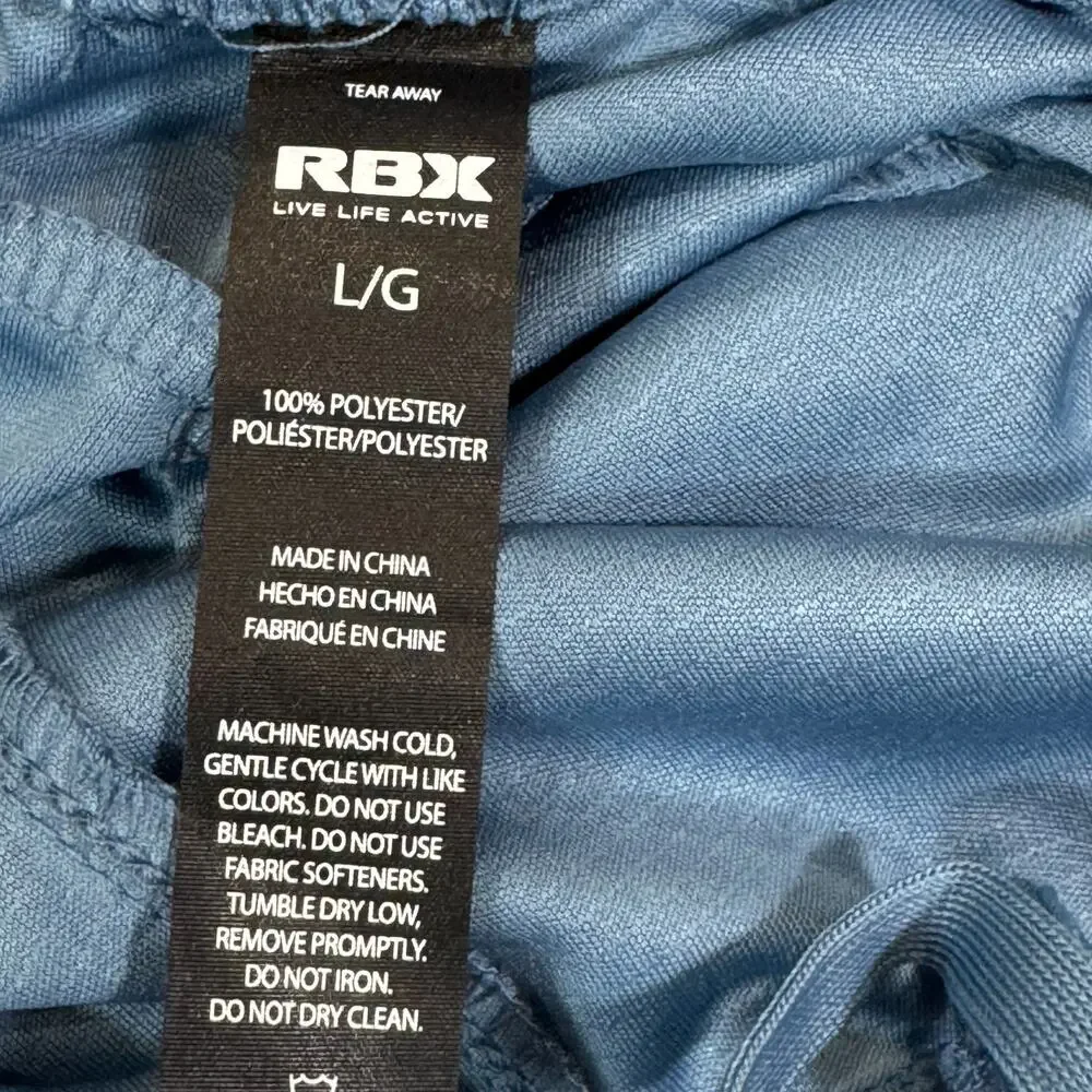 RBX Men's Athletic Shorts Large L Slate Blue Interlock Stripe Zip Pockets 8